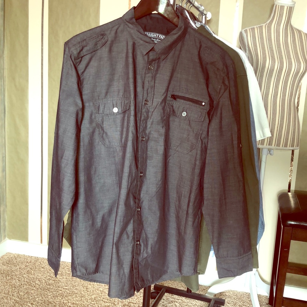 STRAIGHT FADED Men’s Denim Inspired Dress Shirt